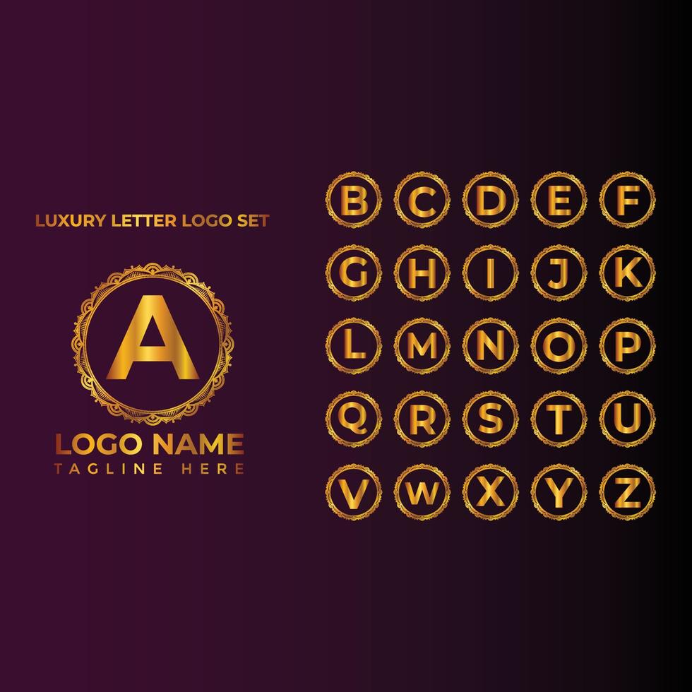 lusso ornamentale d'oro lettera logo impostato vettore