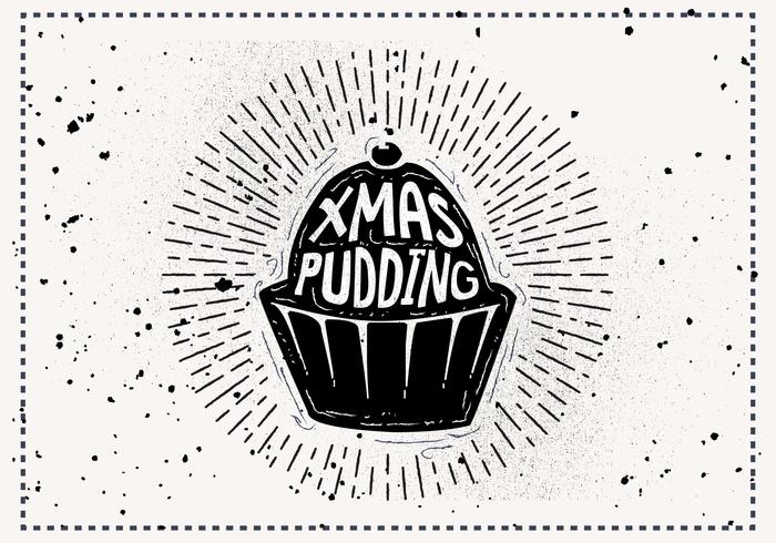Fondo di vettore della siluetta del pudding di Natale dell'annata libero