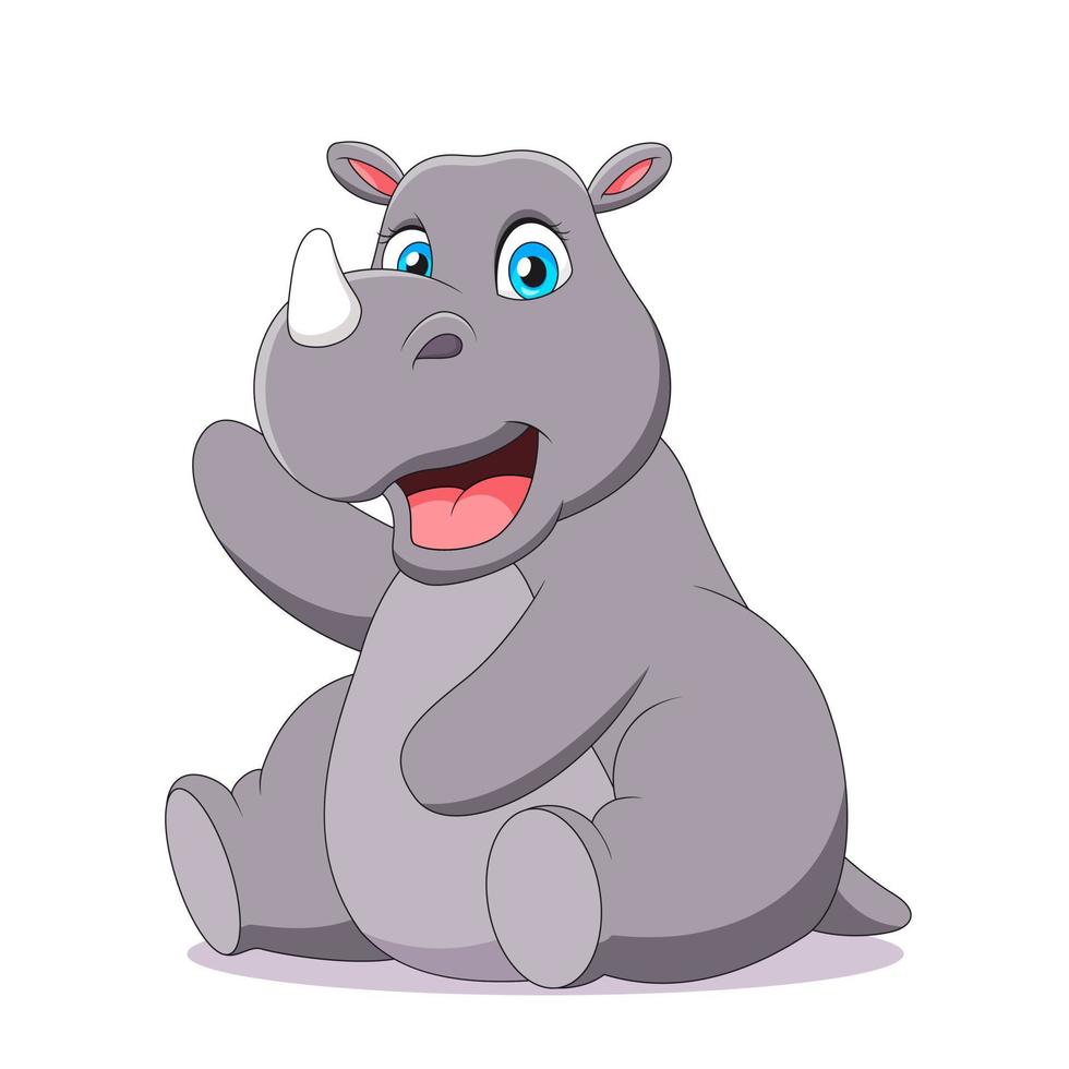 carino cartone animato rinoceronte seduto.vettore illustrazione vettore