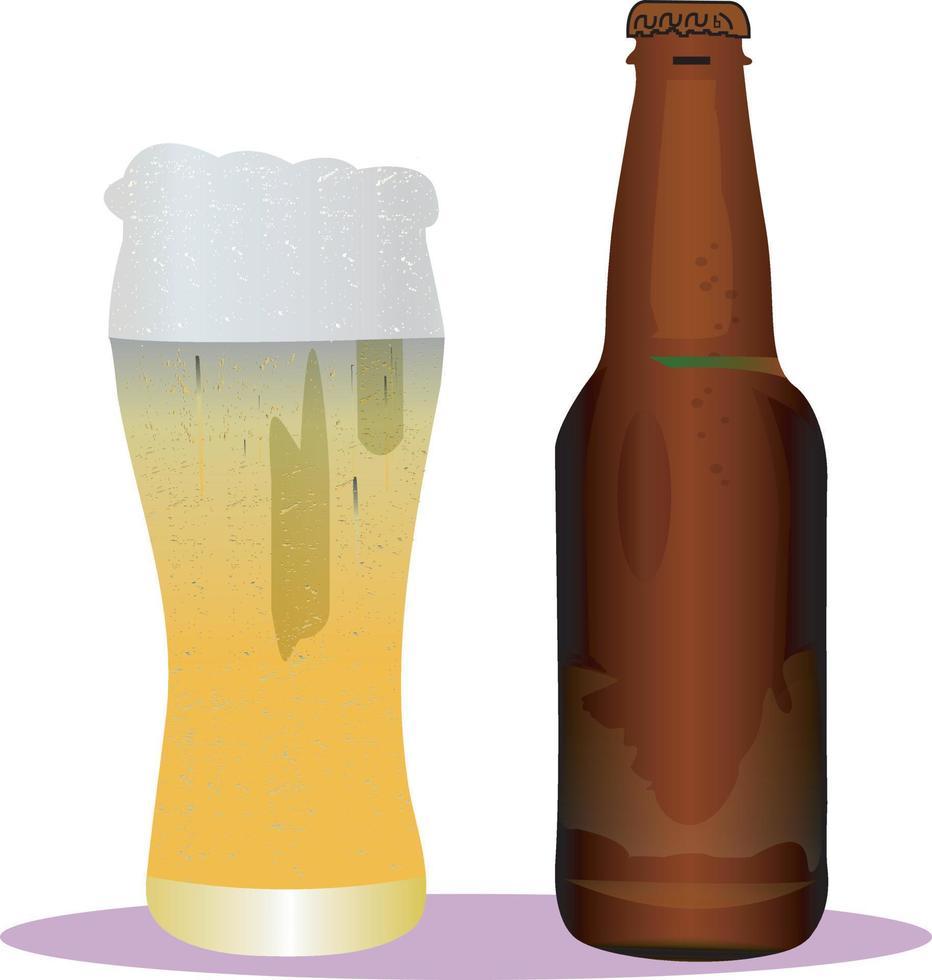 vettore colorato illustrazione di fresco freddo estate birra, realistico bicchiere di birra isolato su bianca.
