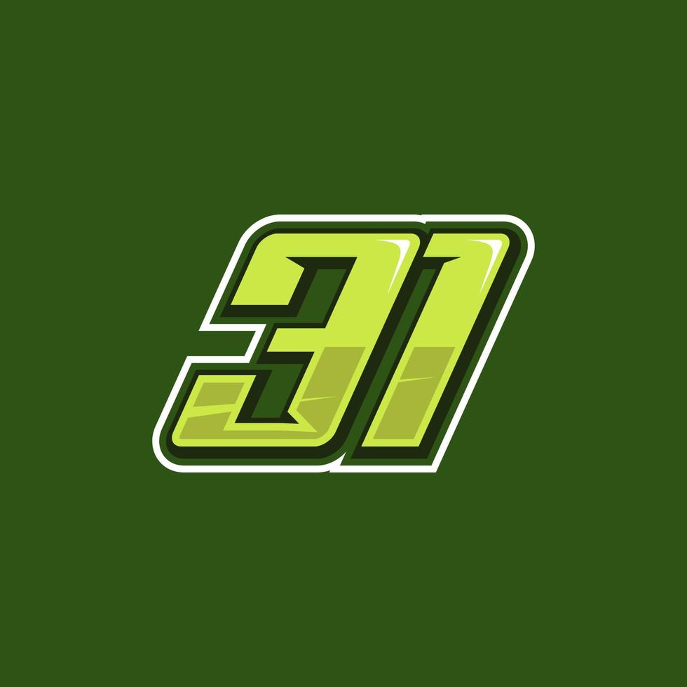 da corsa numero 31 logo design vettore