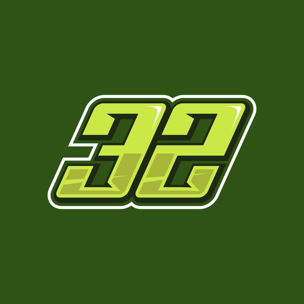 da corsa numero 32 logo design vettore