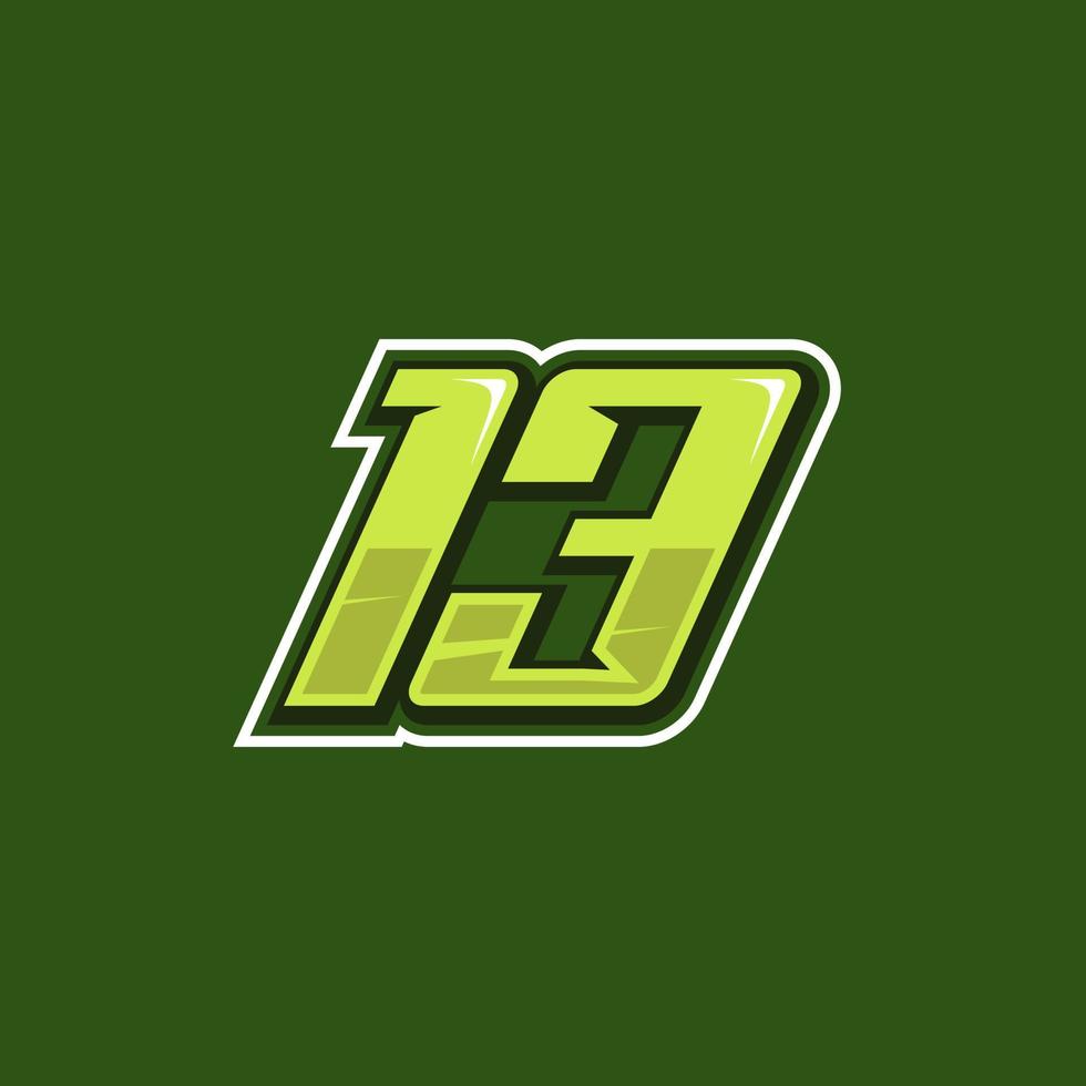 da corsa numero 13 logo design vettore
