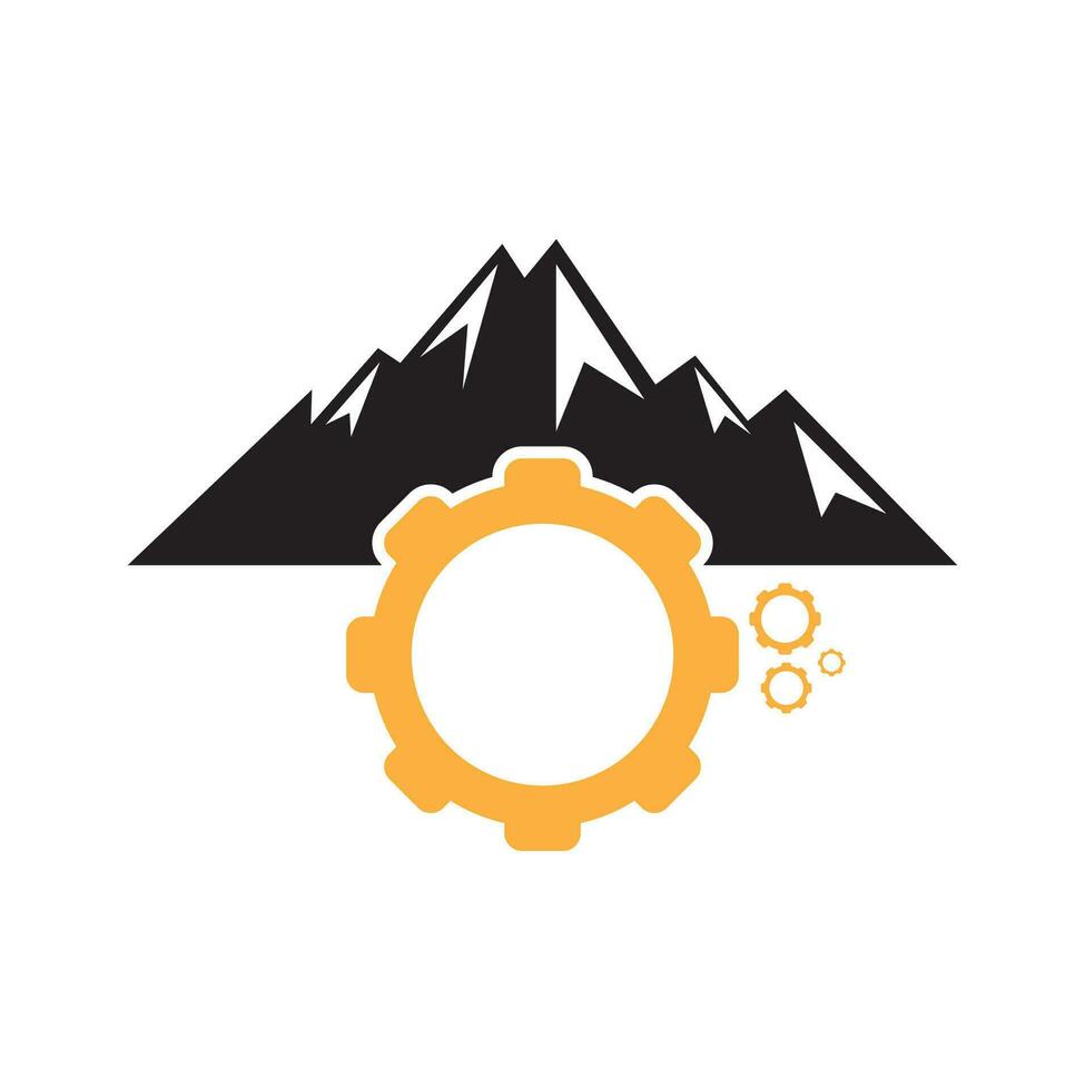 montagna Ingranaggio logo icona design. vettore