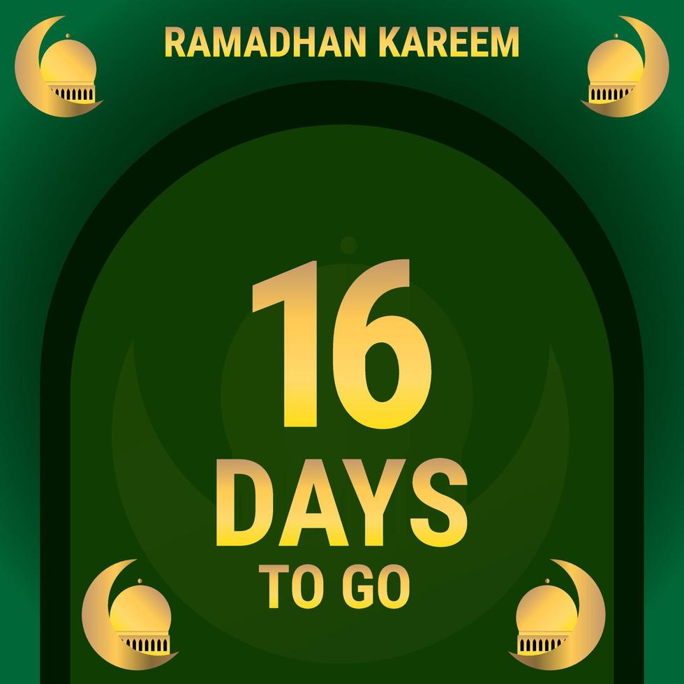 16 giorni per andare. conto alla rovescia le foglie bandiera giorno. calcolatore il tempo per il mese di Ramadan. eps10 vettore illustrazione.