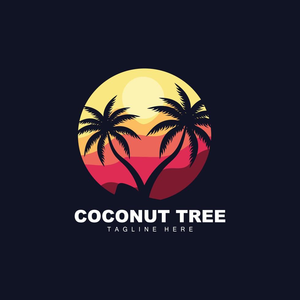 Noce di cocco albero logo, oceano albero vettore, design per modelli, Prodotto marchio, spiaggia turismo oggetto logo vettore