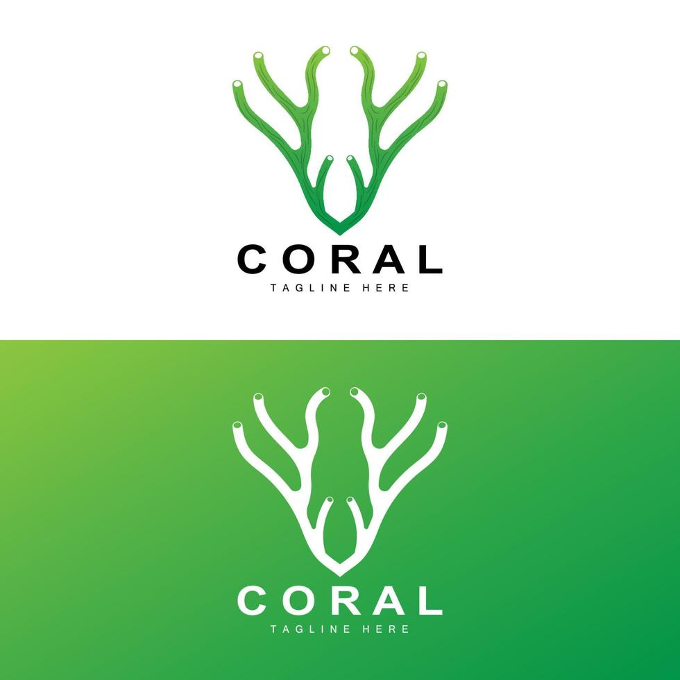 corallo logo, mare impianti posto marino animali, oceano vettore, alga marina icone vettore