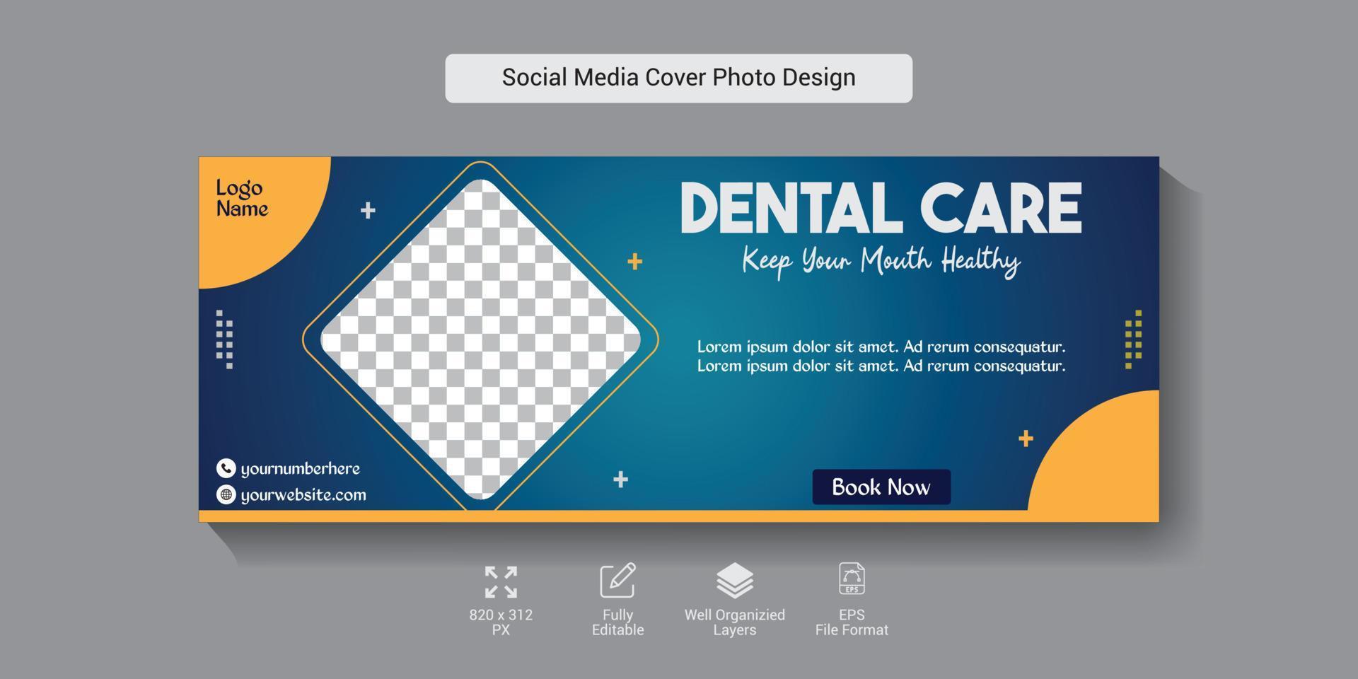 dentale cura sociale media bandiera modello design vettore