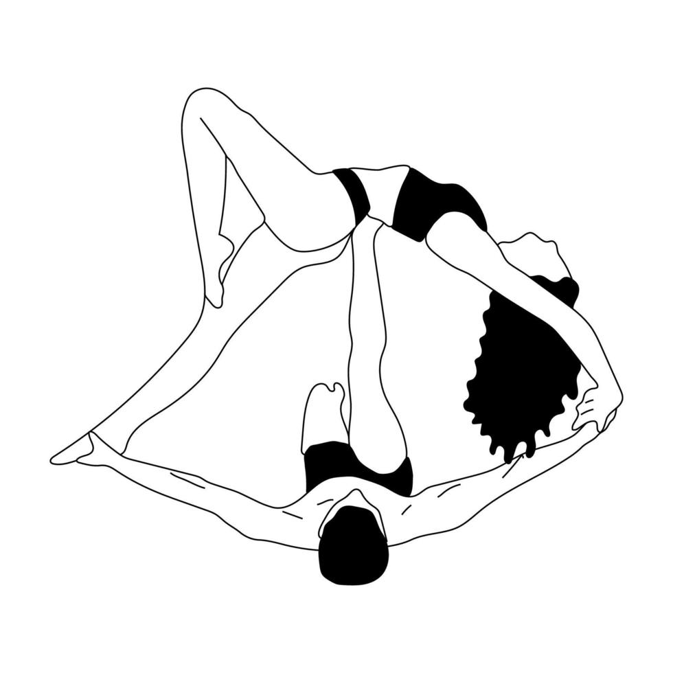 vettore yoga illustrazione. yoga asana per coppia mano.yoga disegnato schizzo.