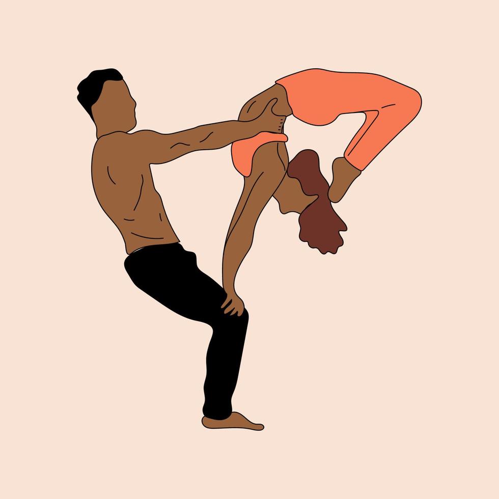 vettore yoga illustrazione. yoga asana per coppia mano.yoga disegnato schizzo