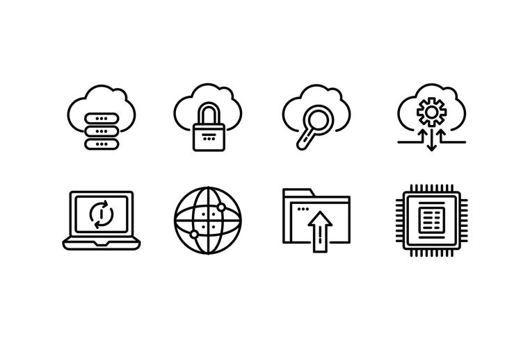 Pacchetto di icone di Cloud Computing vettore