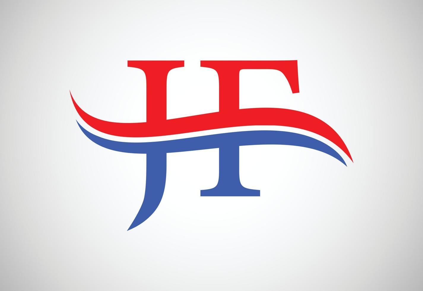 j f lettera logo disegno, con svolazzare, vettore design concetto