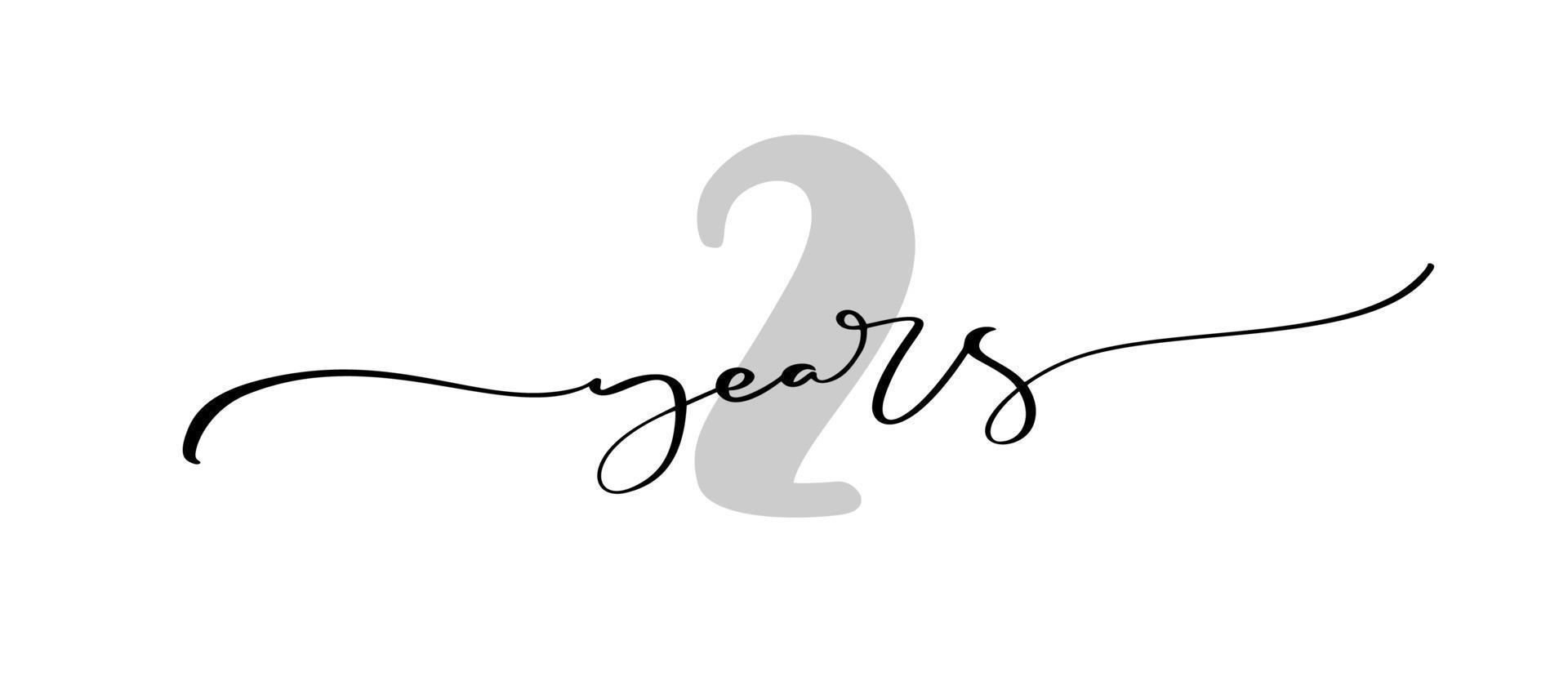 2 Due anni calligrafia lettering testo anniversario logo cartello simbolo design. per saluto carta, garanzia vettore