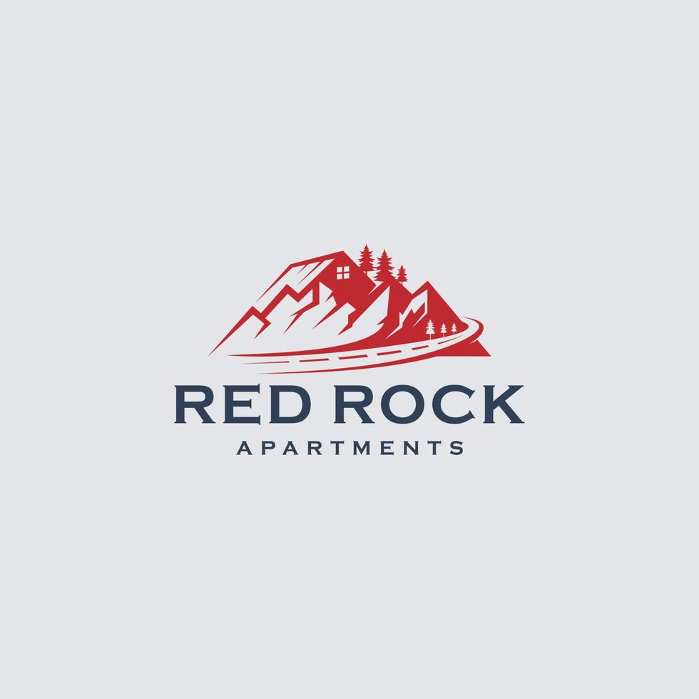 rosso rocce selvaggio ovest paesaggio logo icona cartello simbolo design. vettore illustrazione