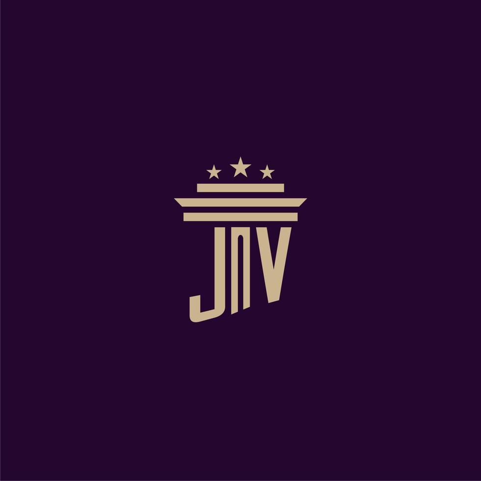 jv iniziale monogramma logo design per studio legale avvocati con pilastro vettore Immagine