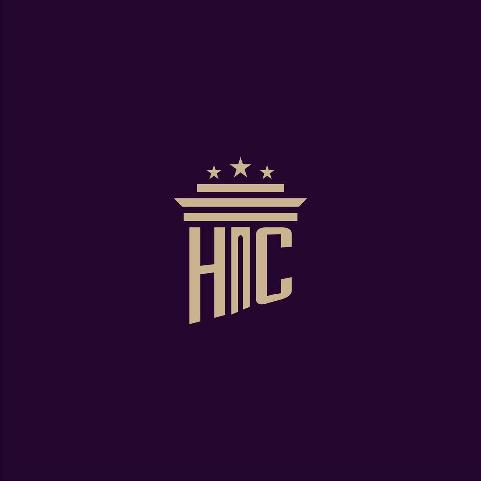 hc iniziale monogramma logo design per studio legale avvocati con pilastro vettore Immagine