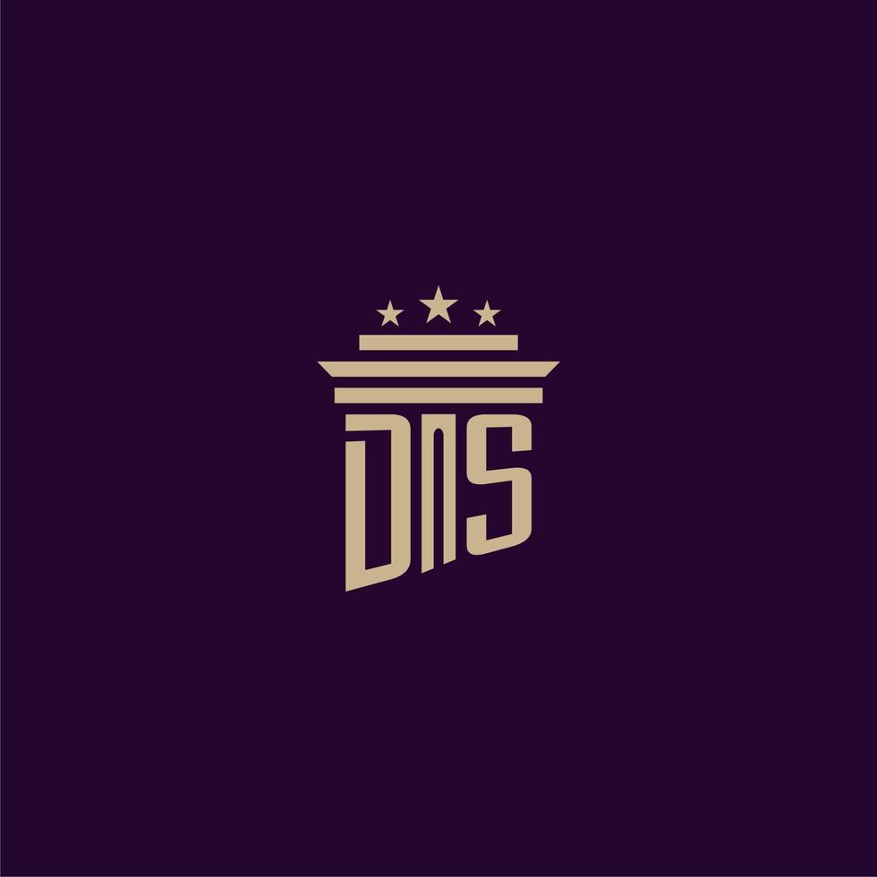 ds iniziale monogramma logo design per studio legale avvocati con pilastro vettore Immagine