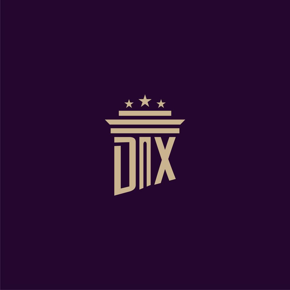 dx iniziale monogramma logo design per studio legale avvocati con pilastro vettore Immagine