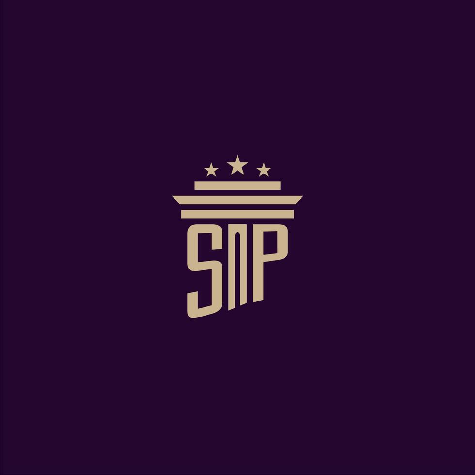 sp iniziale monogramma logo design per studio legale avvocati con pilastro vettore Immagine