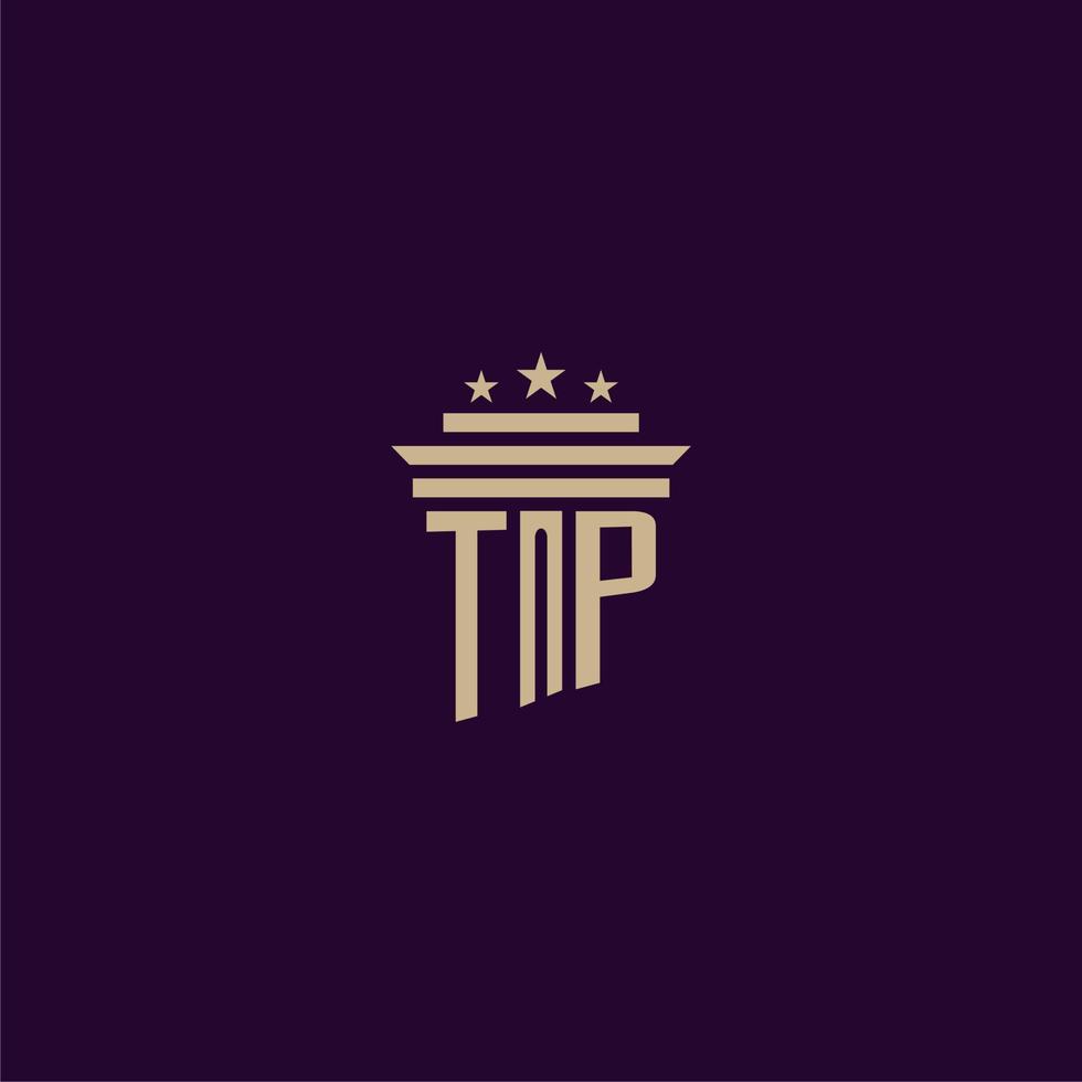 tp iniziale monogramma logo design per studio legale avvocati con pilastro vettore Immagine