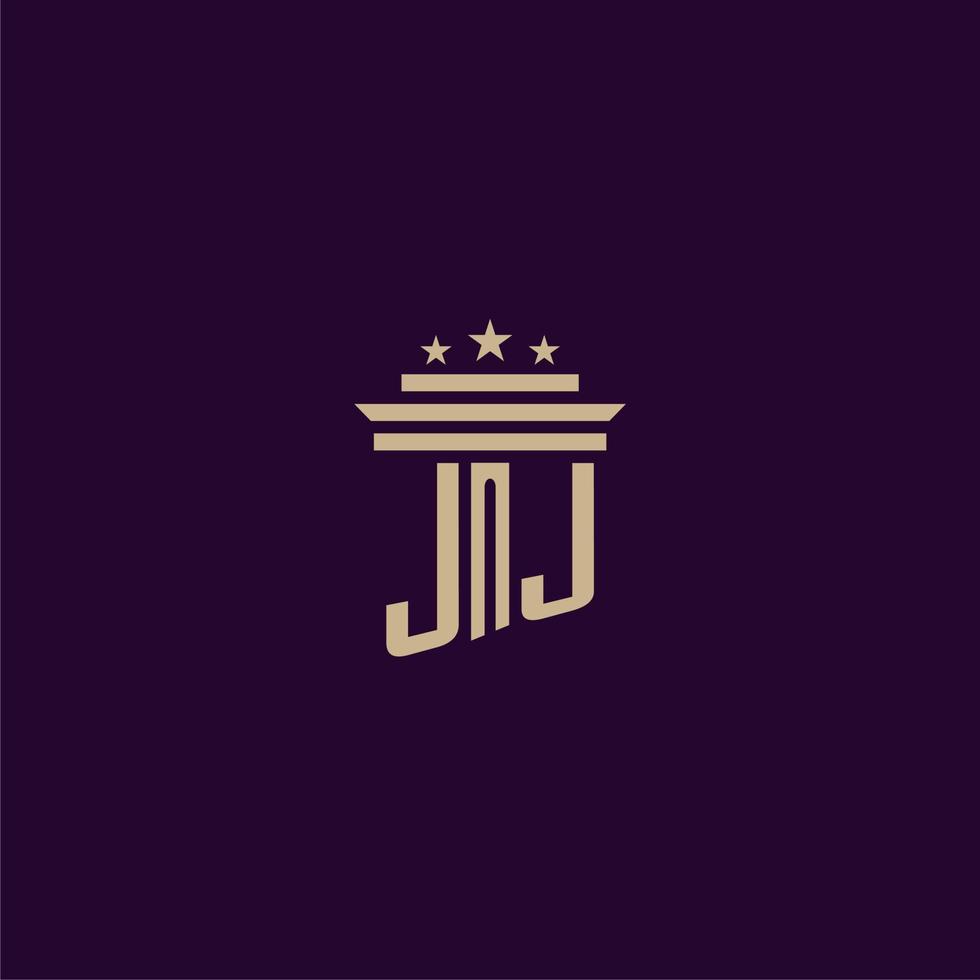 jj iniziale monogramma logo design per studio legale avvocati con pilastro vettore Immagine