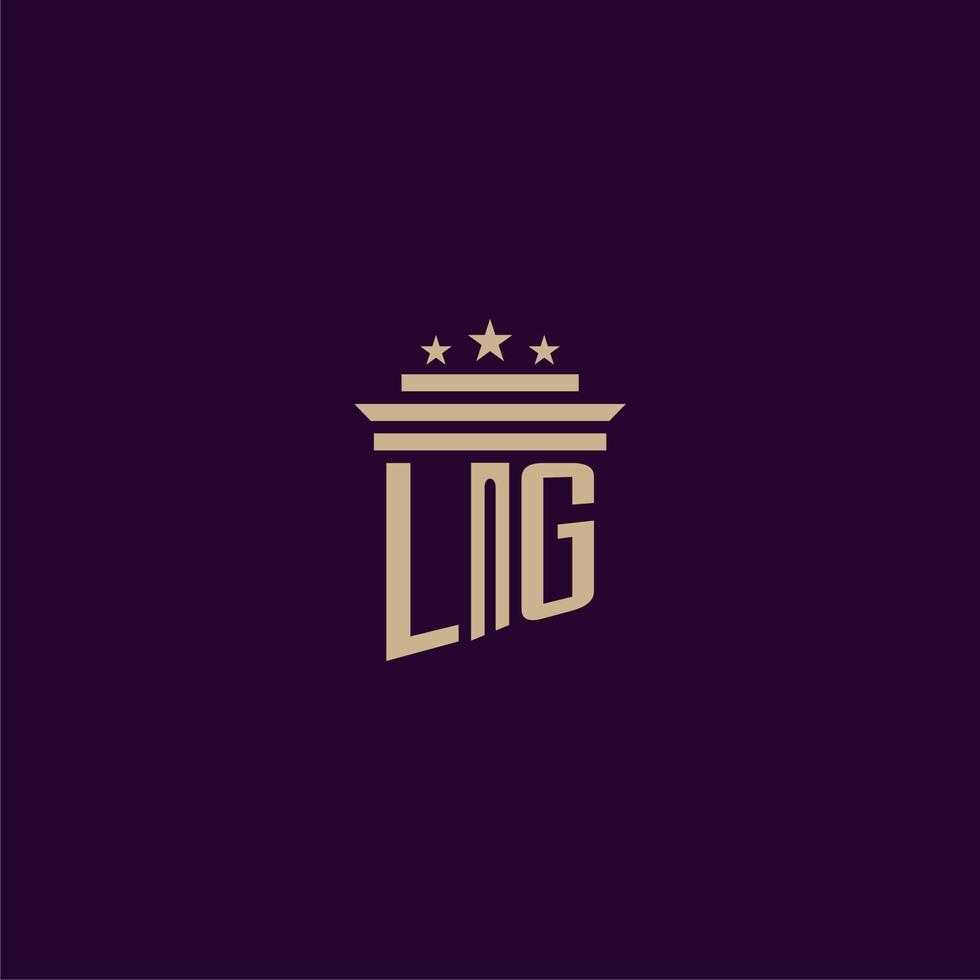 lg iniziale monogramma logo design per studio legale avvocati con pilastro vettore Immagine