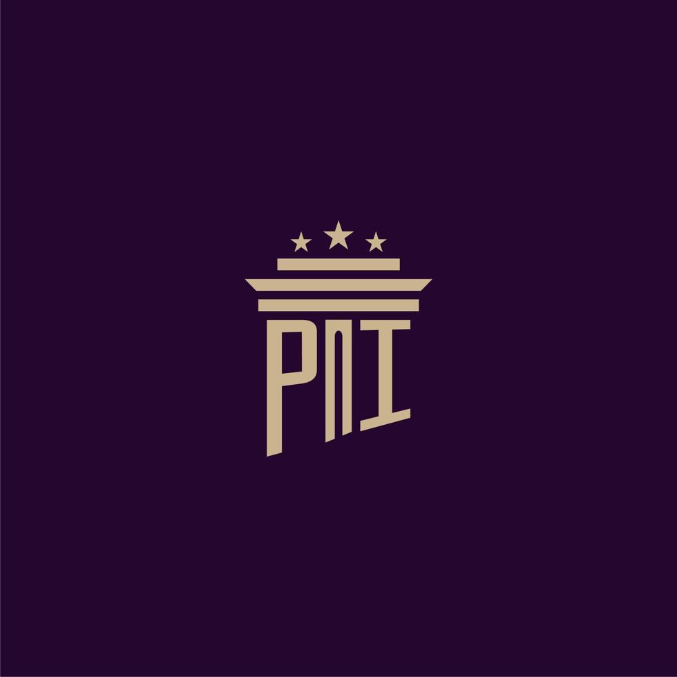 pi iniziale monogramma logo design per studio legale avvocati con pilastro vettore Immagine