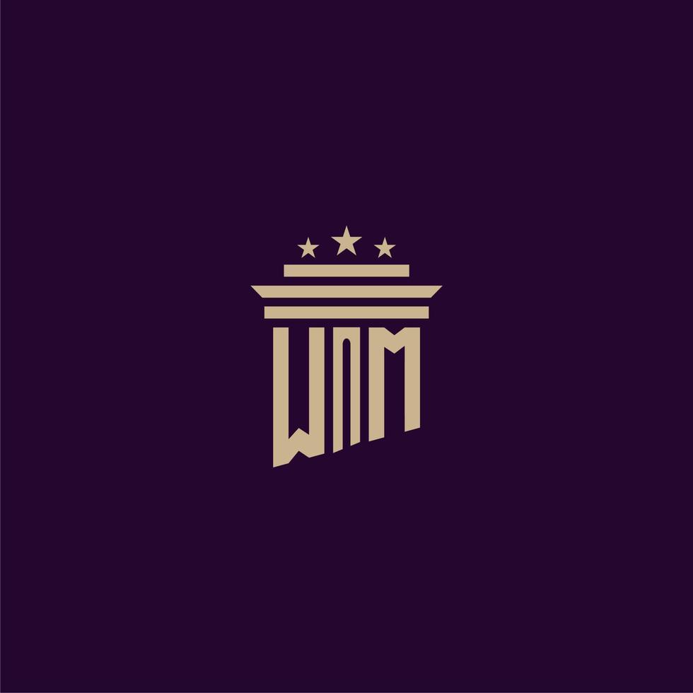 wm iniziale monogramma logo design per studio legale avvocati con pilastro vettore Immagine