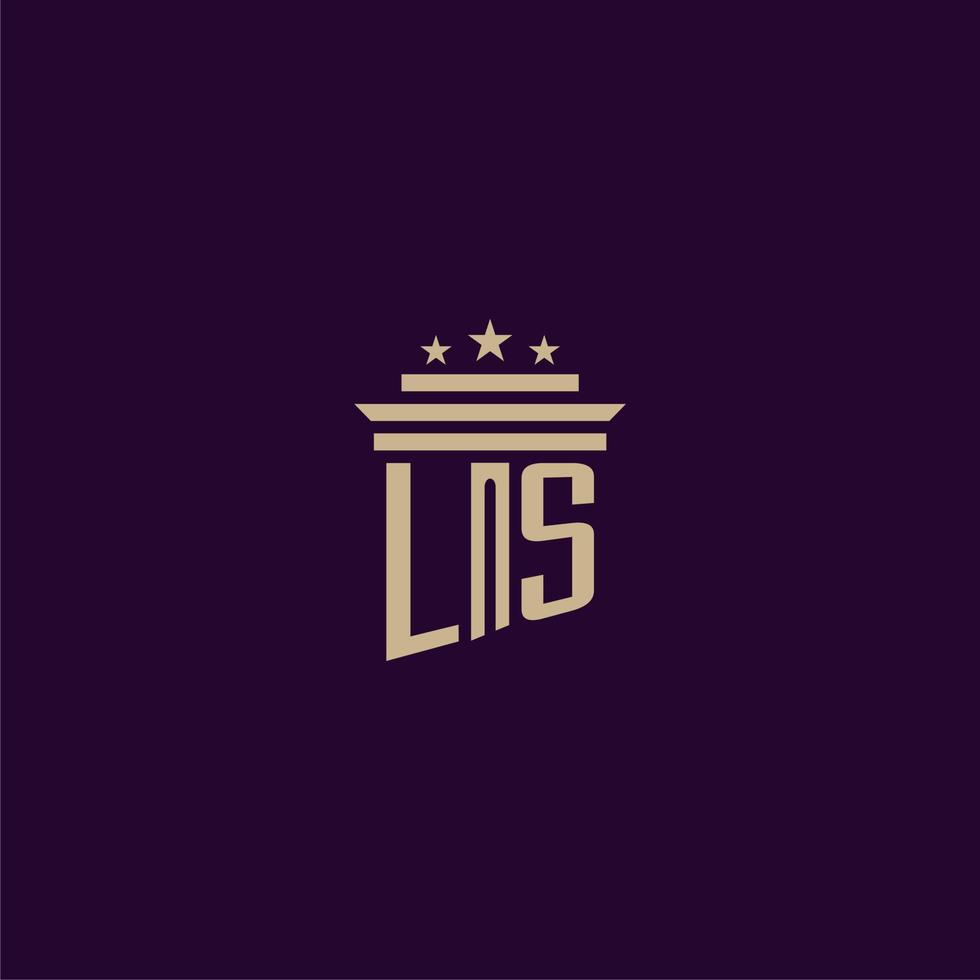 ls iniziale monogramma logo design per studio legale avvocati con pilastro vettore Immagine
