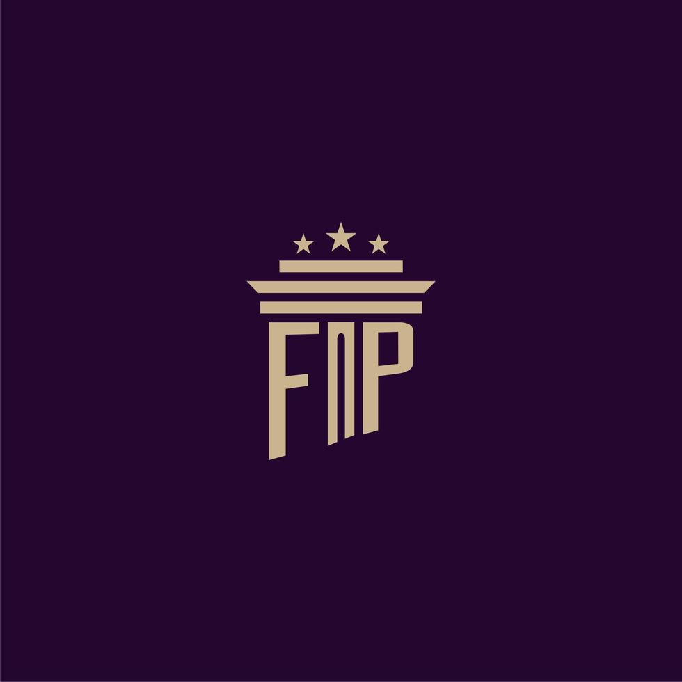 fp iniziale monogramma logo design per studio legale avvocati con pilastro vettore Immagine