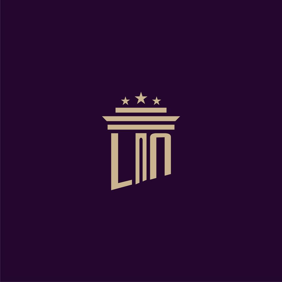 ln iniziale monogramma logo design per studio legale avvocati con pilastro vettore Immagine