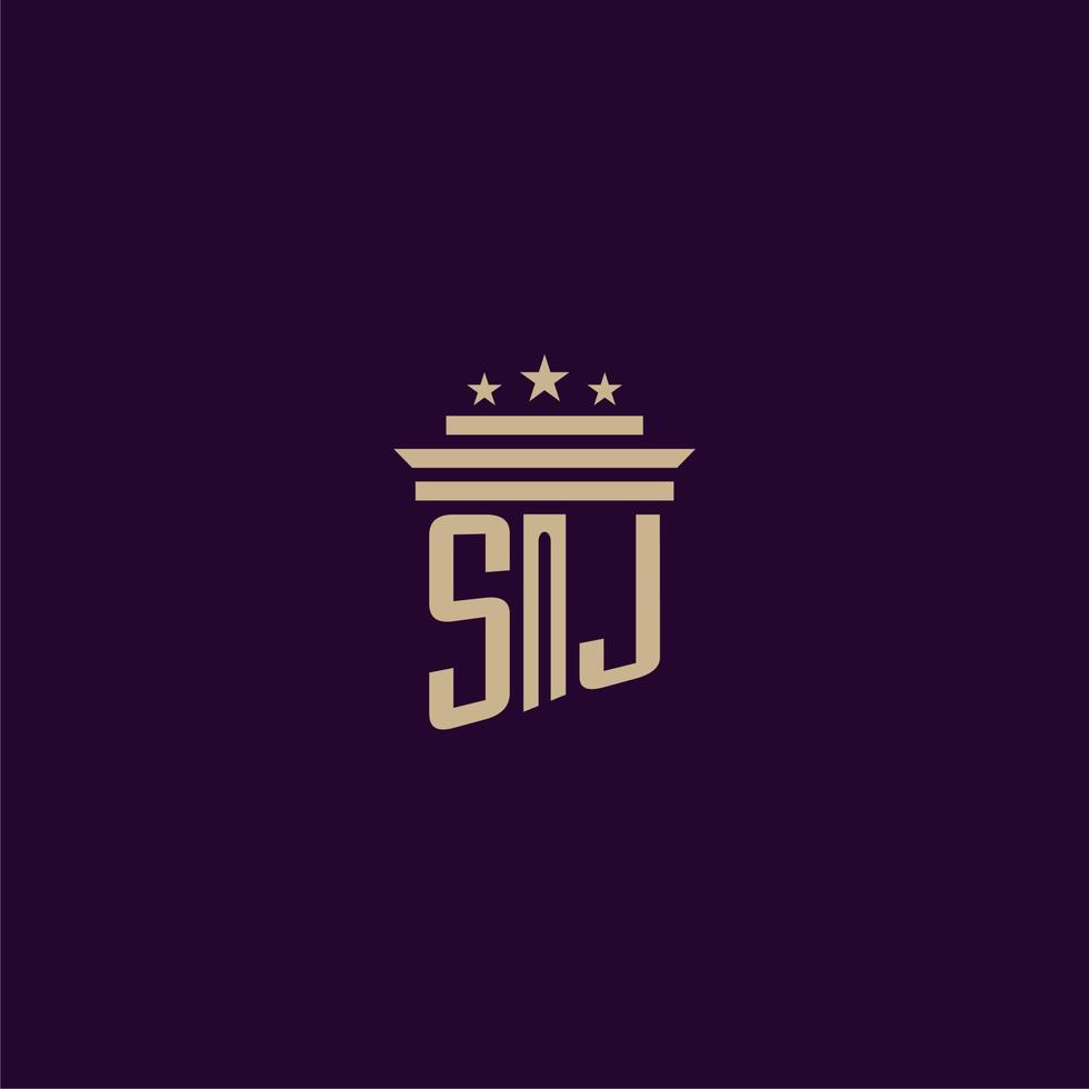 sj iniziale monogramma logo design per studio legale avvocati con pilastro vettore Immagine