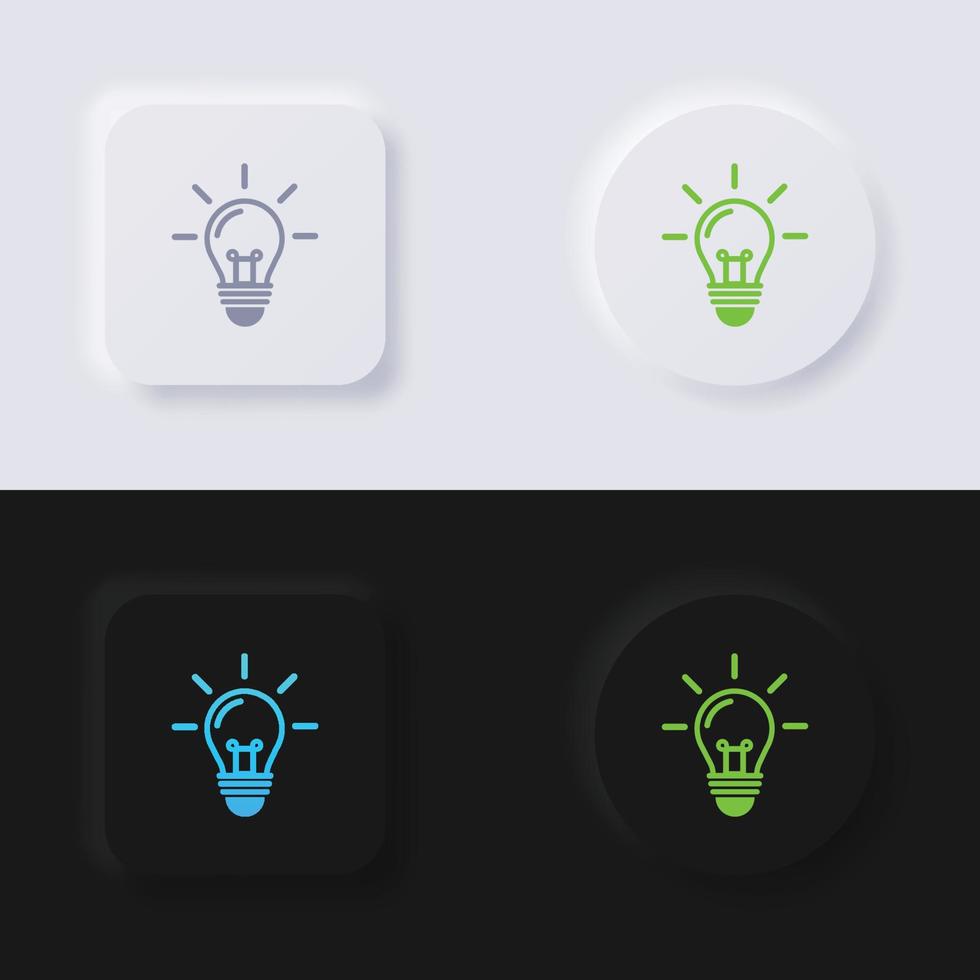 lampadina icona impostare, multicolore neumorphism pulsante morbido ui design per ragnatela disegno, applicazione ui e Di più, pulsante, vettore. vettore