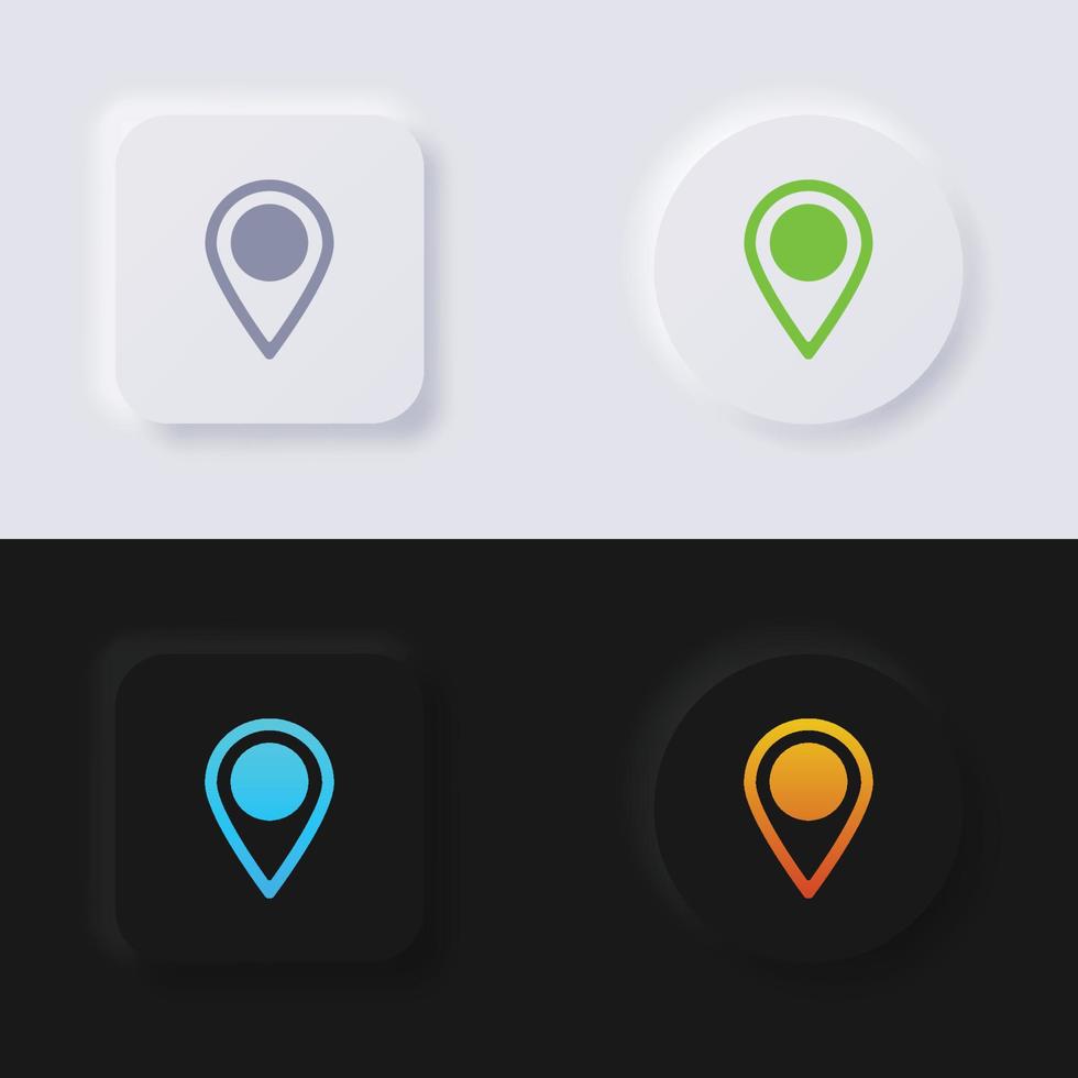 Posizione Pinpoint icona impostare, multicolore neumorphism pulsante morbido ui design per ragnatela disegno, applicazione ui e Di più, pulsante, vettore. vettore