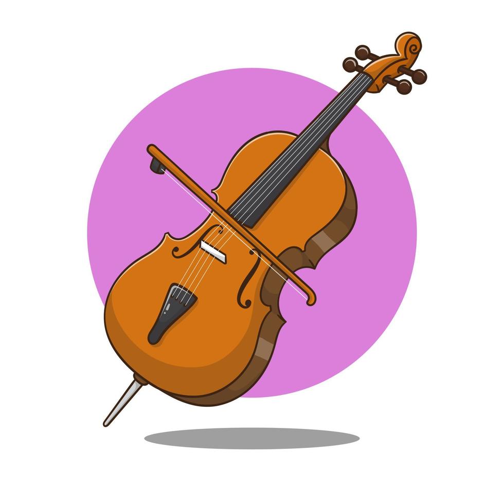 violoncello musica strumento simbolo cartone animato illustrazione vettore professionista vettore