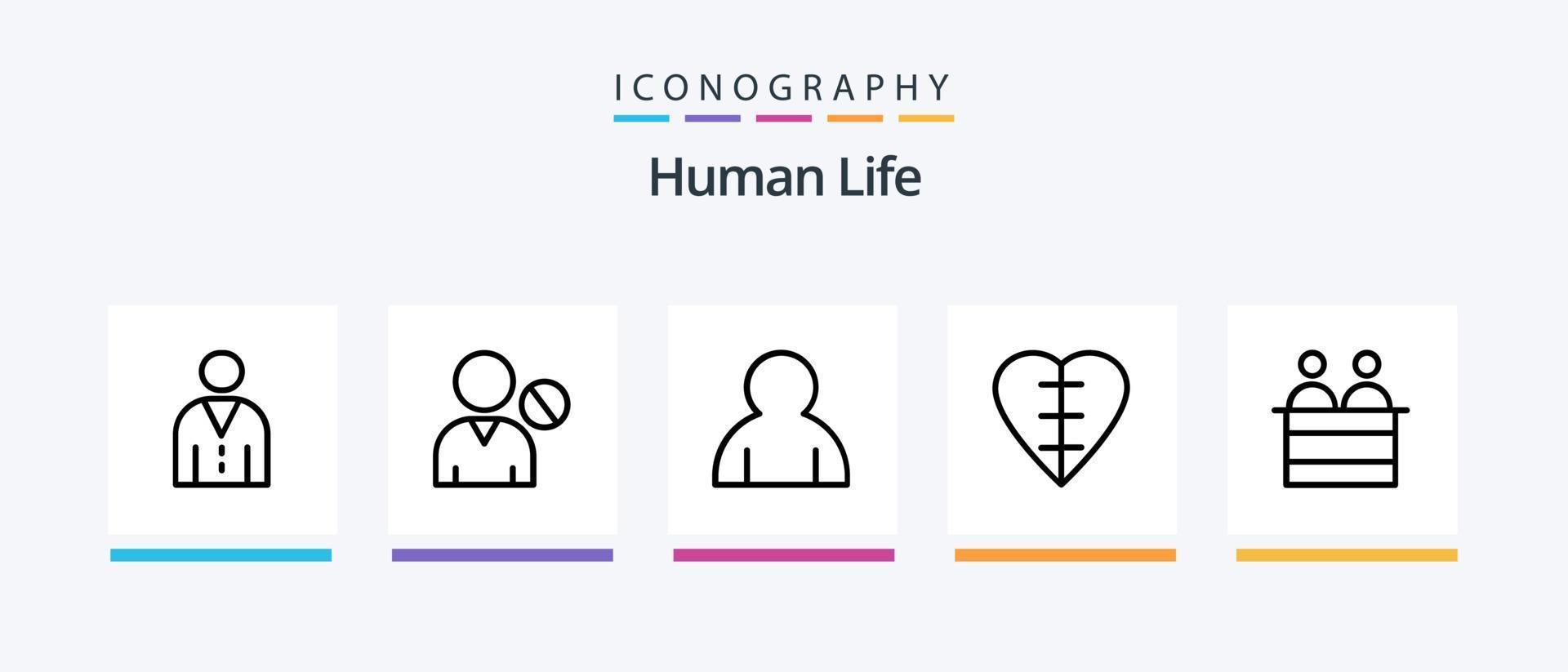 umano linea 5 icona imballare Compreso cuore forma. abilità. comunicazione. risorse. umano. creativo icone design vettore