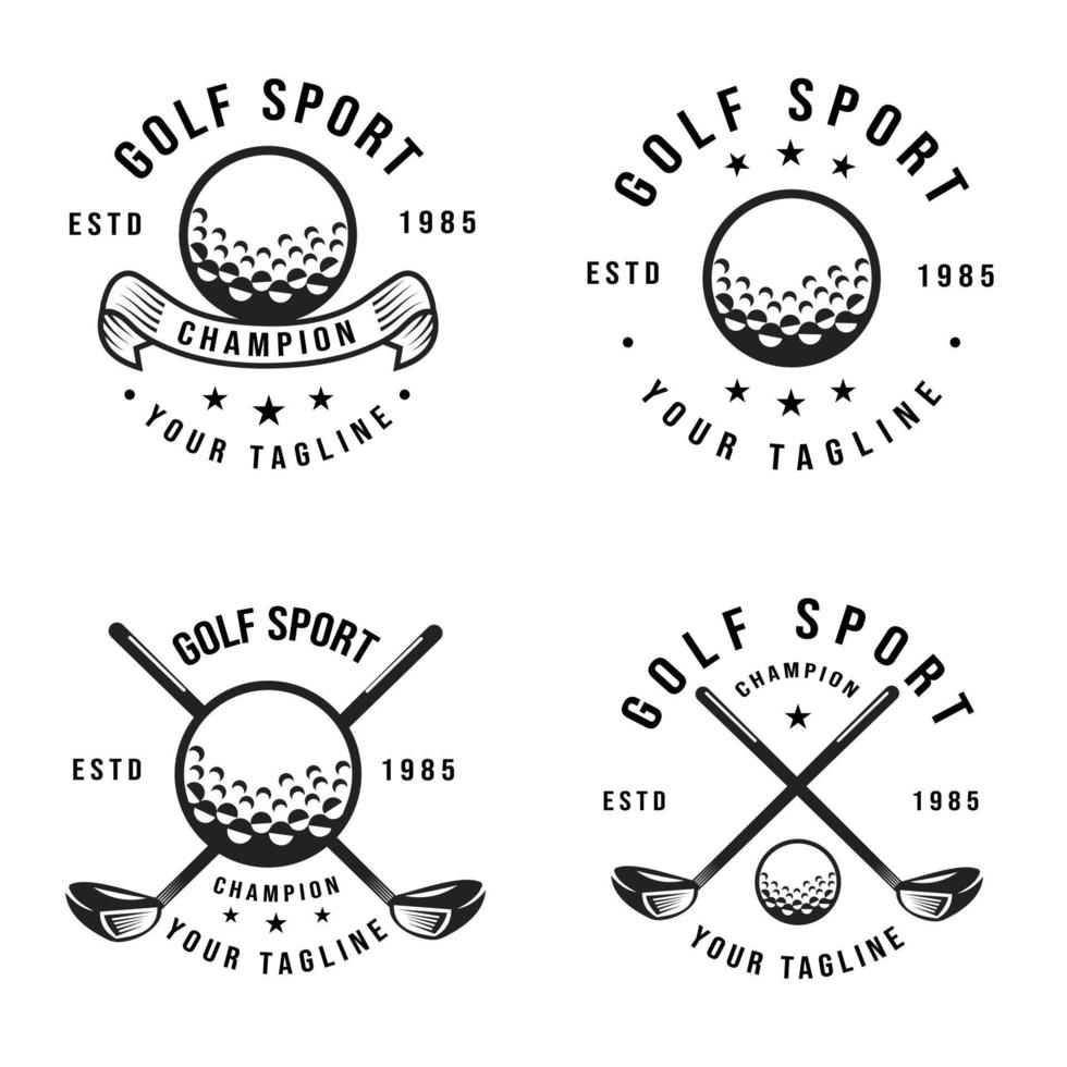 golf club emblema Vintage ▾ impostare, professionale golf palla logo modello disegno, golf campionato, icona, vettore illustrazione, simbolo