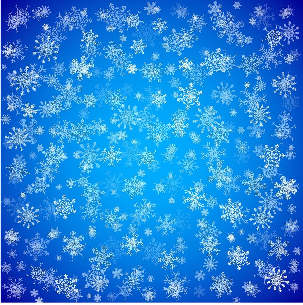 blu Natale sfondo con diverso i fiocchi di neve caduta vettore