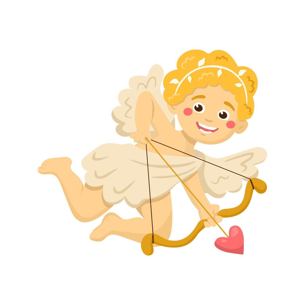 carino Cupido carattere. vettore cartone animato amur con arco e freccia. San Valentino giorno design elemento.