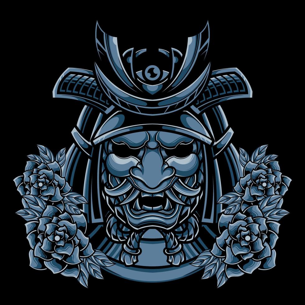 giapponese samurai oni maschera ronin logo illustrazione vettore
