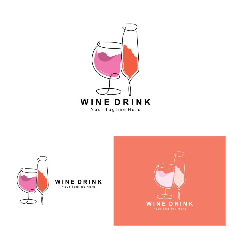 bevanda vino logo disegno, bicchiere illustrazione, alcool bevanda bottiglia, azienda Prodotto vettore