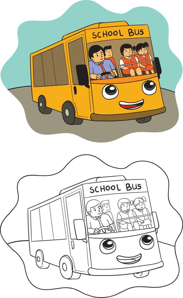 libro colorazione alunno partire per scuola di autobus vettore
