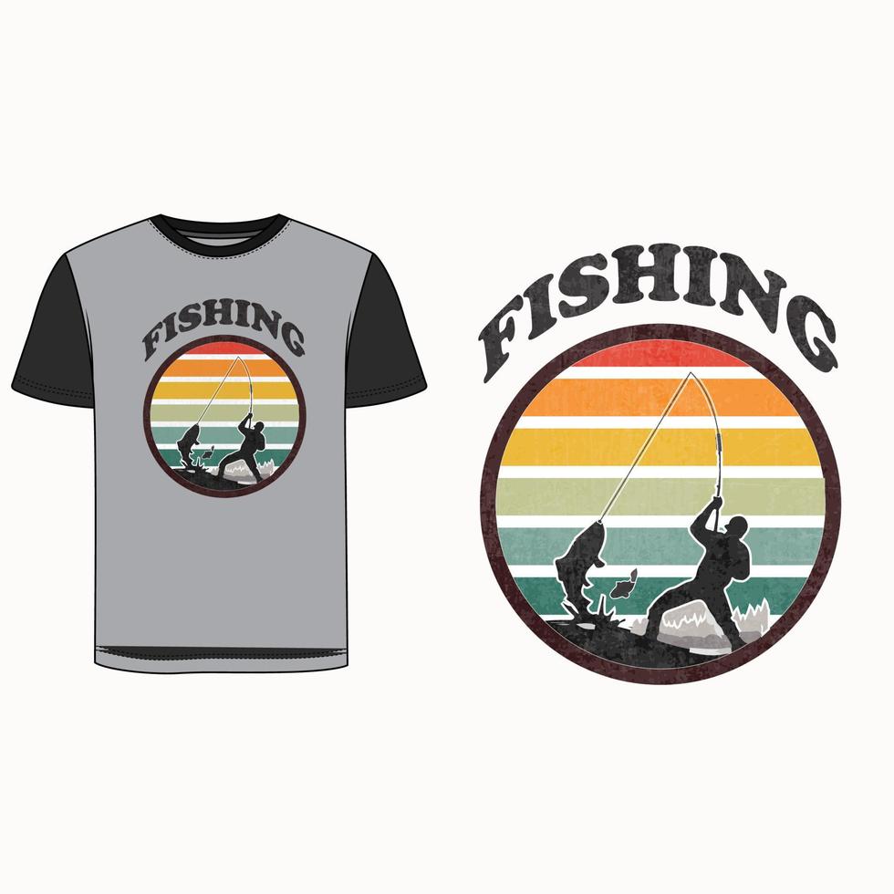 vettore di disegno della maglietta di pesca
