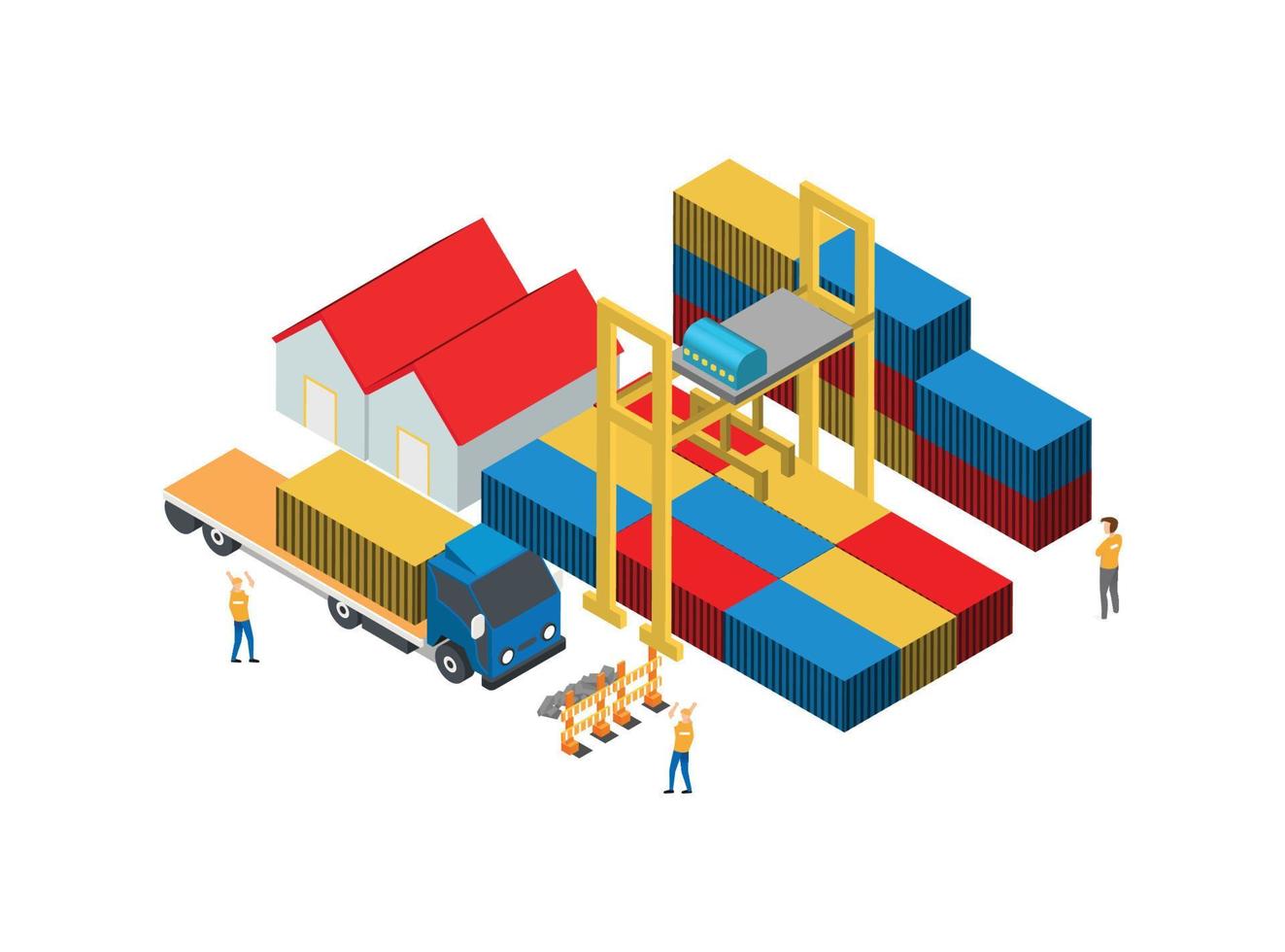 moderno isometrico logistica sistema illustrazione, adatto per diagrammi, infografica, libro illustrazione, gioco bene, e altro grafico relazionato risorse vettore