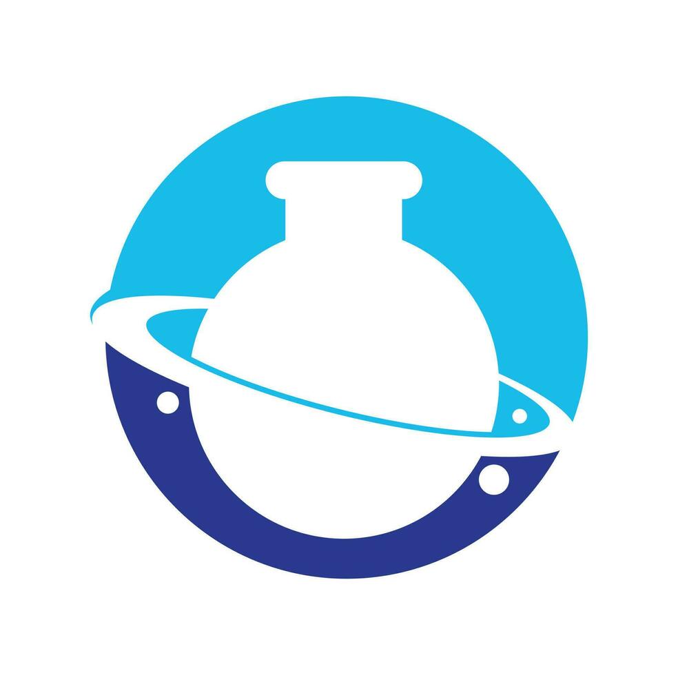 laboratorio pianeta logo modello design. creativo orbita lavoro duro e faticoso laboratorio astratto logo design modello vettore illustrazione.