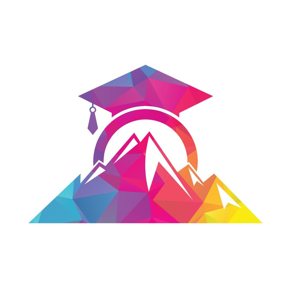 montagna formazione scolastica logo design icona modello. montagna formazione scolastica berretto logo design ispirazione vettore