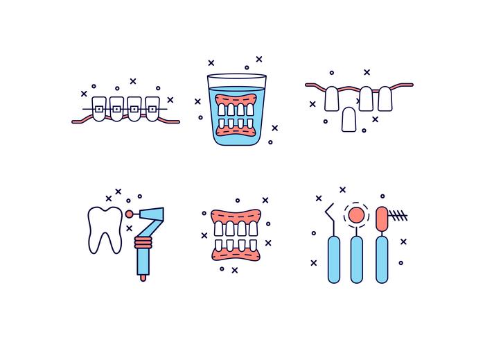 Icona di denti piatto dei cartoni animati vettore