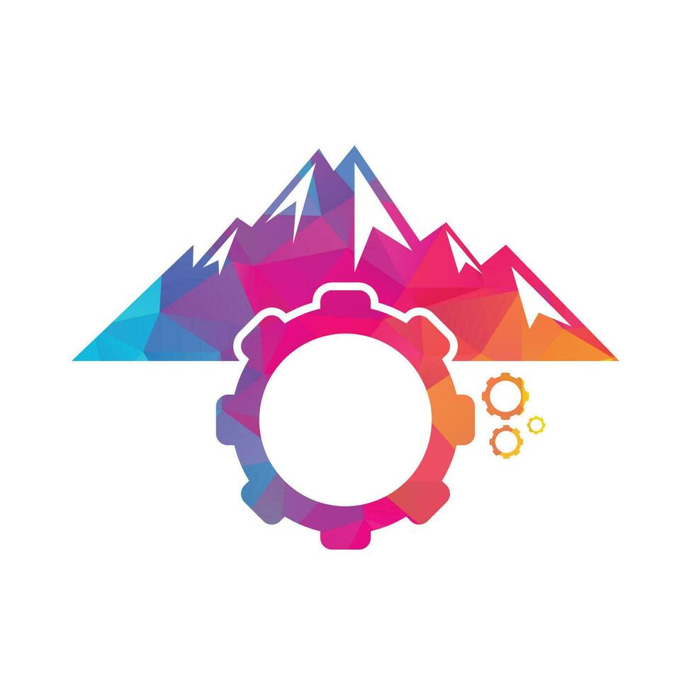 montagna Ingranaggio logo icona design. vettore