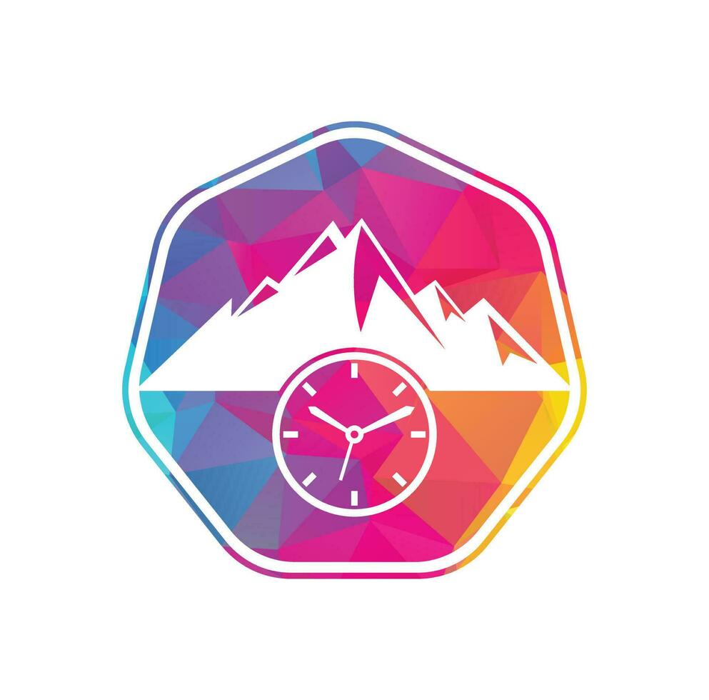 tempo montagna logo icona design. avventura tempo logo modello illustrazione. vettore