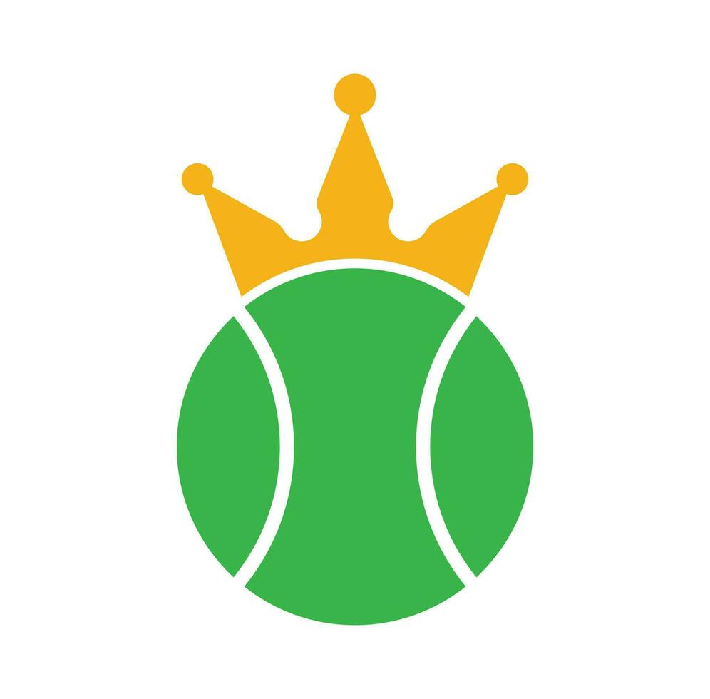 tennis re vettore logo design. tennis palla e corona icona design modello.